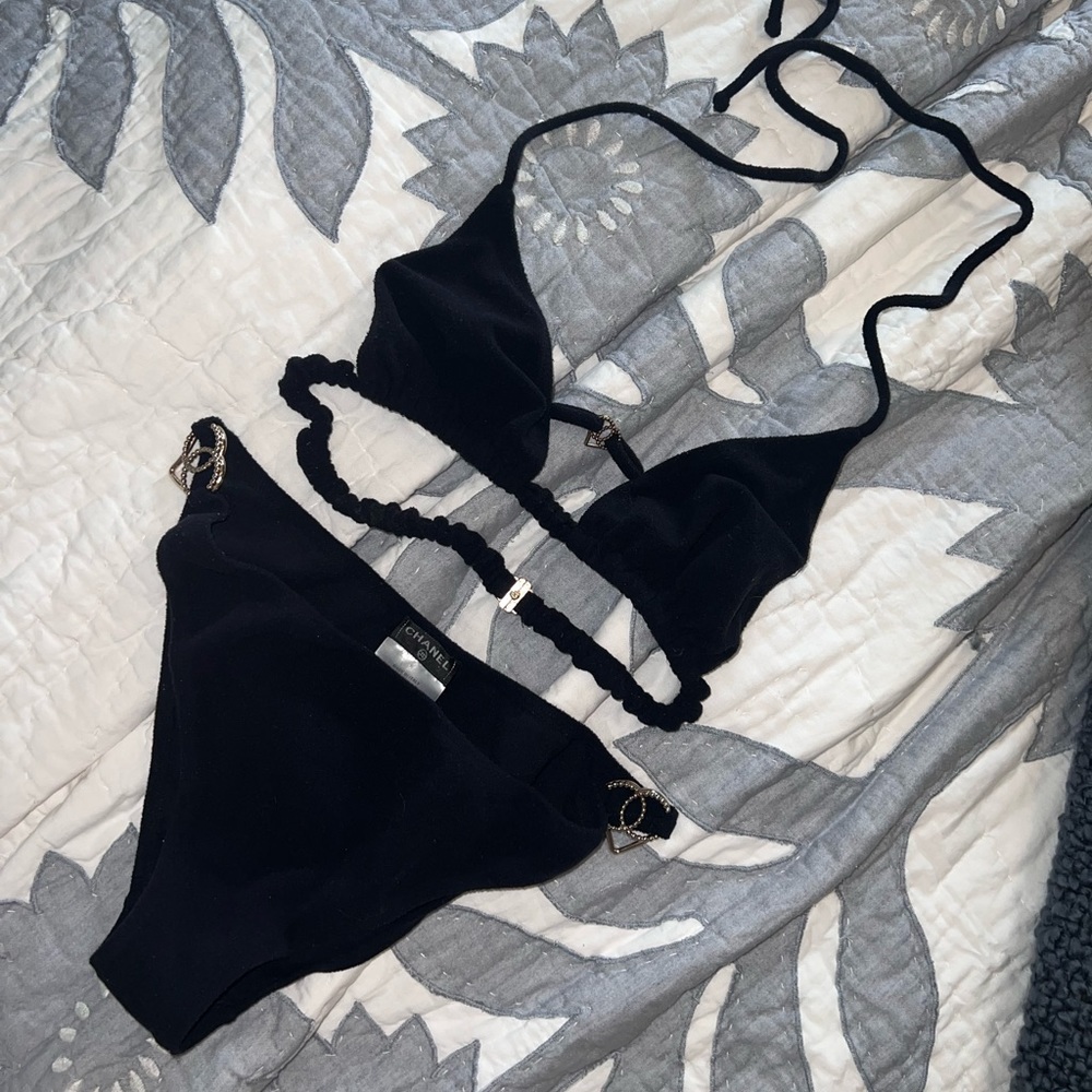 CHANEL Black Bikini Swimsuit AUTHENTIC